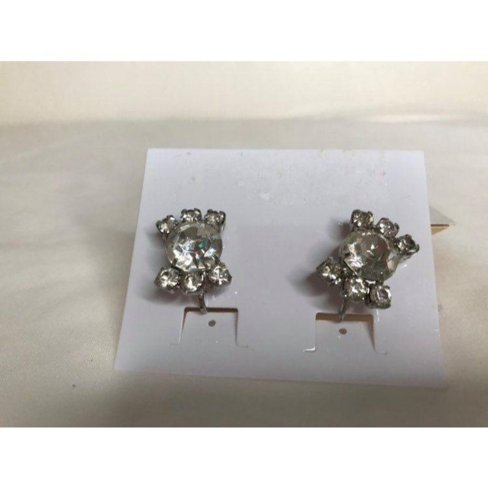 Vintage Rhinestone Screw Back earrings Estate